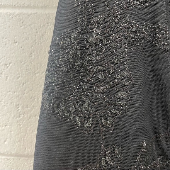 NWOT Hayley Paige Occasions Black Caviar Beaded Floral A Line Gown 52116 - Picture 8 of 15